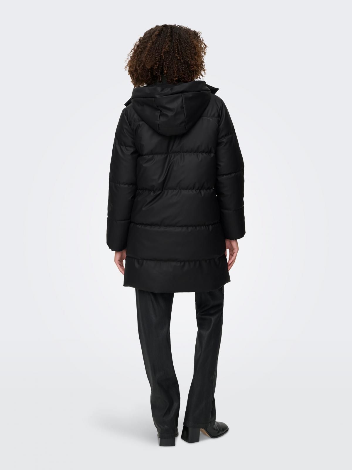 온리 테크니컬 하이넥 롱 후드 패딩코트 15365797_2161 BLACK / BLACK - 상세 이미지 2