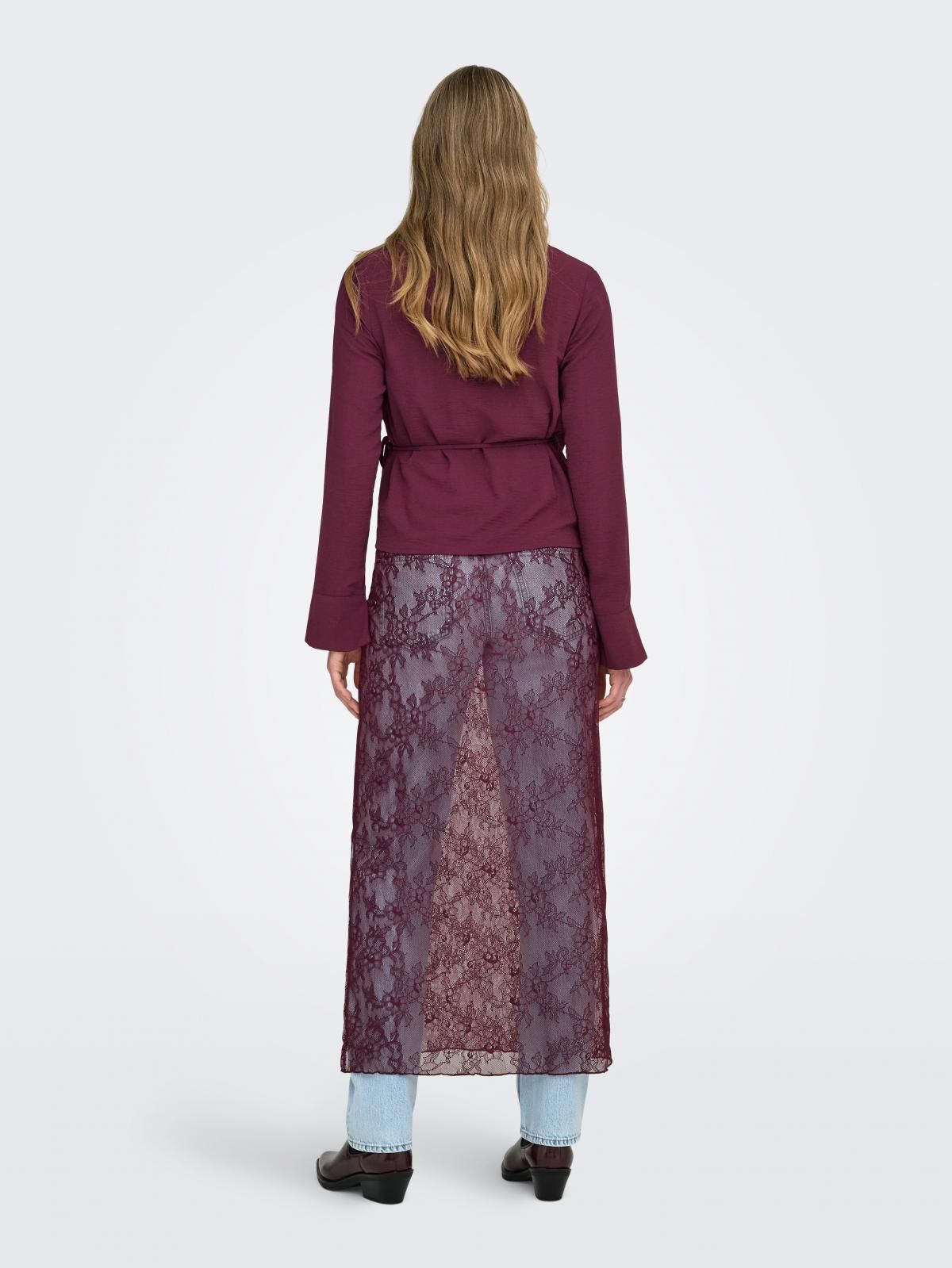 온리 레이스 맥시 롱 원피스 슬림핏 15359716_1010 PURPLE / WINETASTING - 상세 이미지 3
