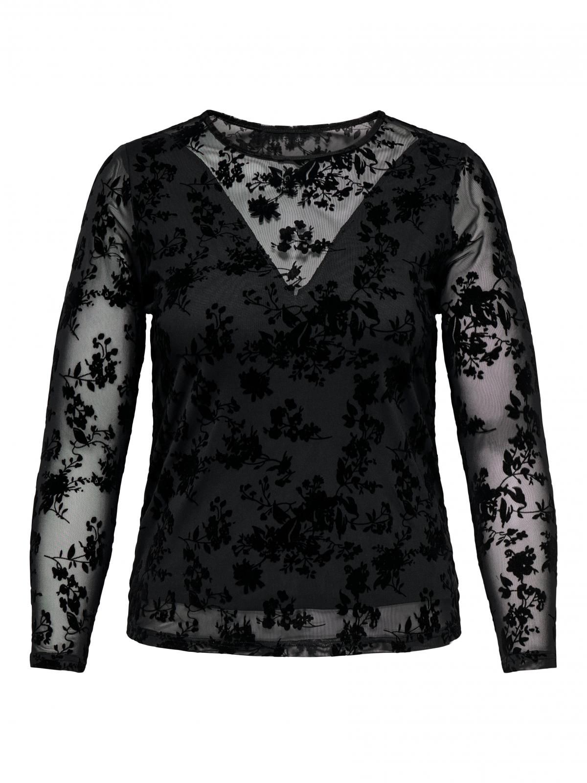 온리 플라워 벨벳 자카드 메쉬 블라우스 15363799_2161 BLACK / BLACK - 상세 이미지 3