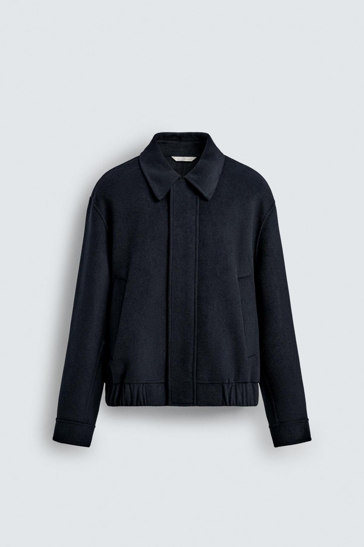자라 크롭핏 울 블렌드 오버셔츠 재킷 5854/404 NAVY BLUE - 상품 이미지