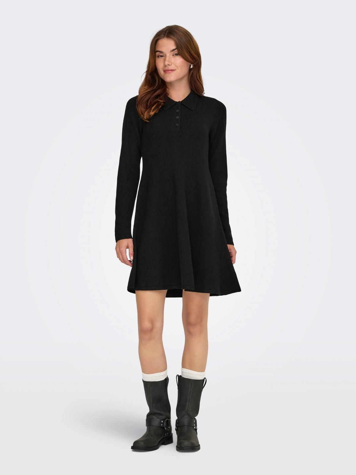 제이디와이 플렉시블 니트 셔츠카라 미니 원피스 15358260_2161 BLACK / BLACK - 상세 이미지 5