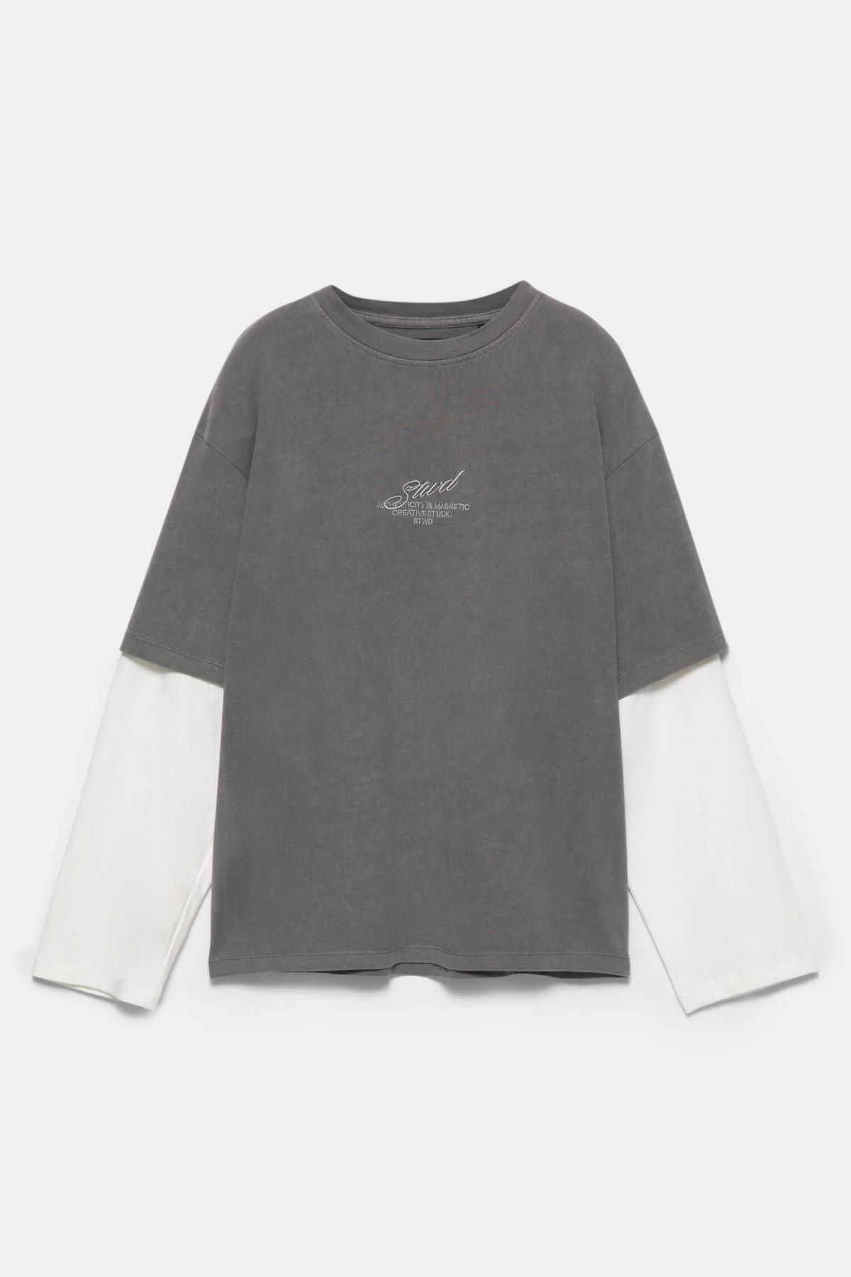 풀앤베어 STWD 더블 슬리브 긴팔 티셔츠 7153/392 ANTHRACITE GREY - 상품 이미지