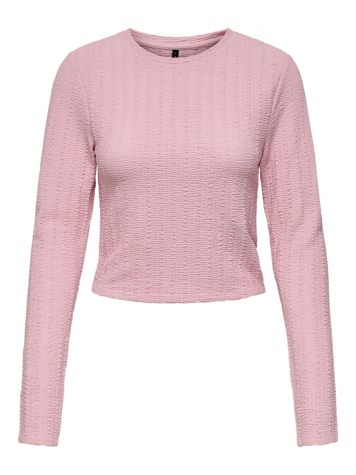 온리 크롭 라운드넥 슬림핏 긴팔 티셔츠 15332973_8263 RED / BLEACHED MAUVE - 상세 이미지 4