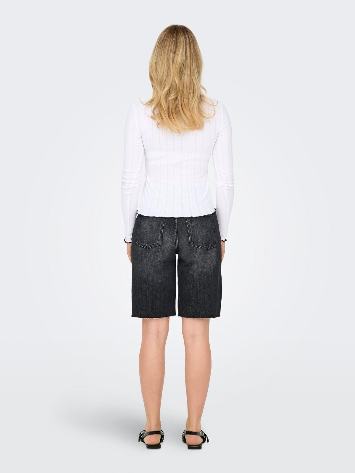 온리 리본 라운드넥 긴팔 티셔츠 15343250_2206 WHITE / WHITE - 상세 이미지 3