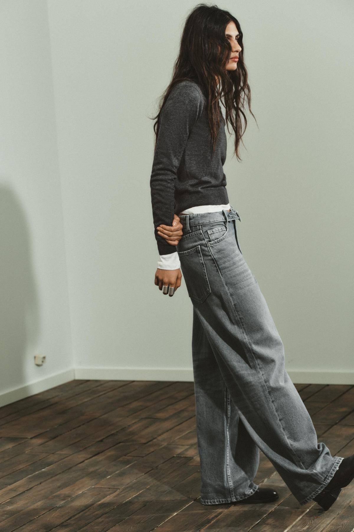 자라 테크니컬 와이드핏 데님 청바지 6855/350 GREY - 상세 이미지 4