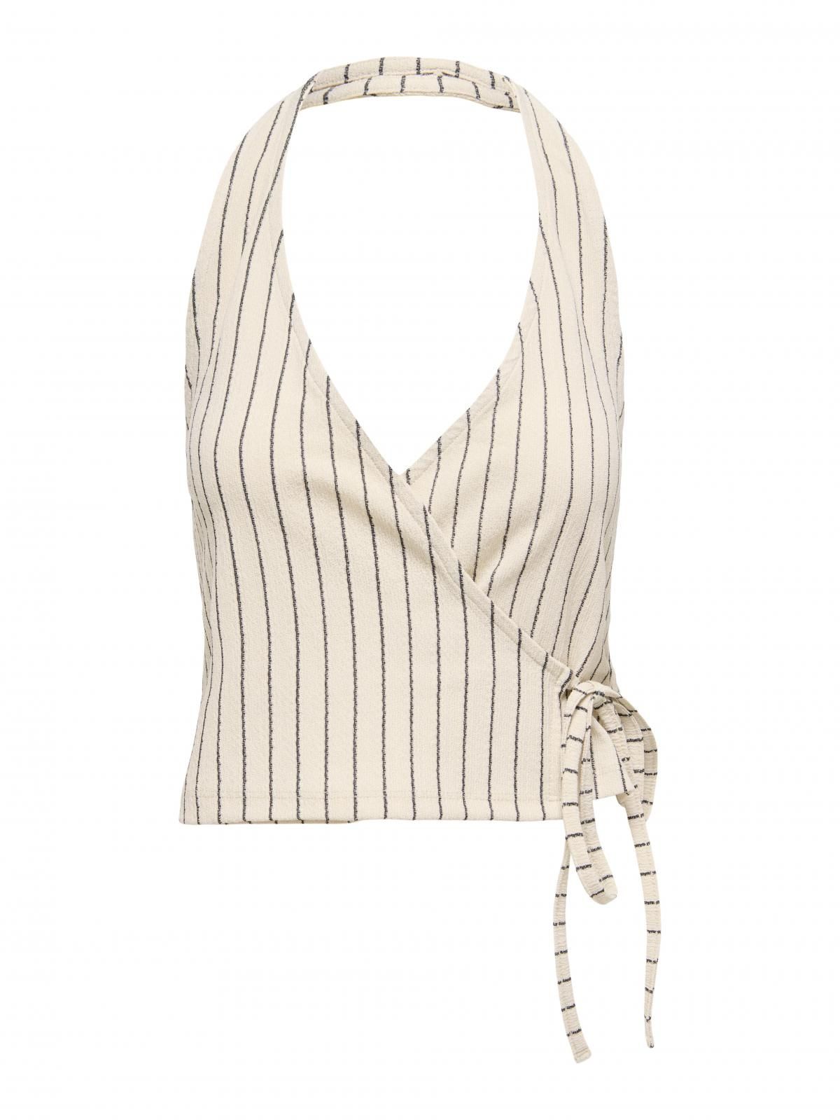 온리 스트라이프 민소매 홀터넥 랩 탑 15367474_8346_1247254 WHITE / SUMMER SAND - 상세 이미지 4