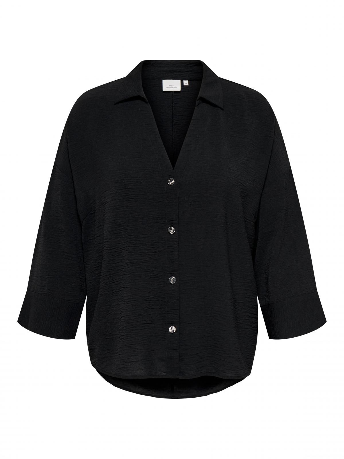온리 빅사이즈 루즈핏 브이넥 블라우스 15377808_2161 BLACK / BLACK - 상세 이미지 3