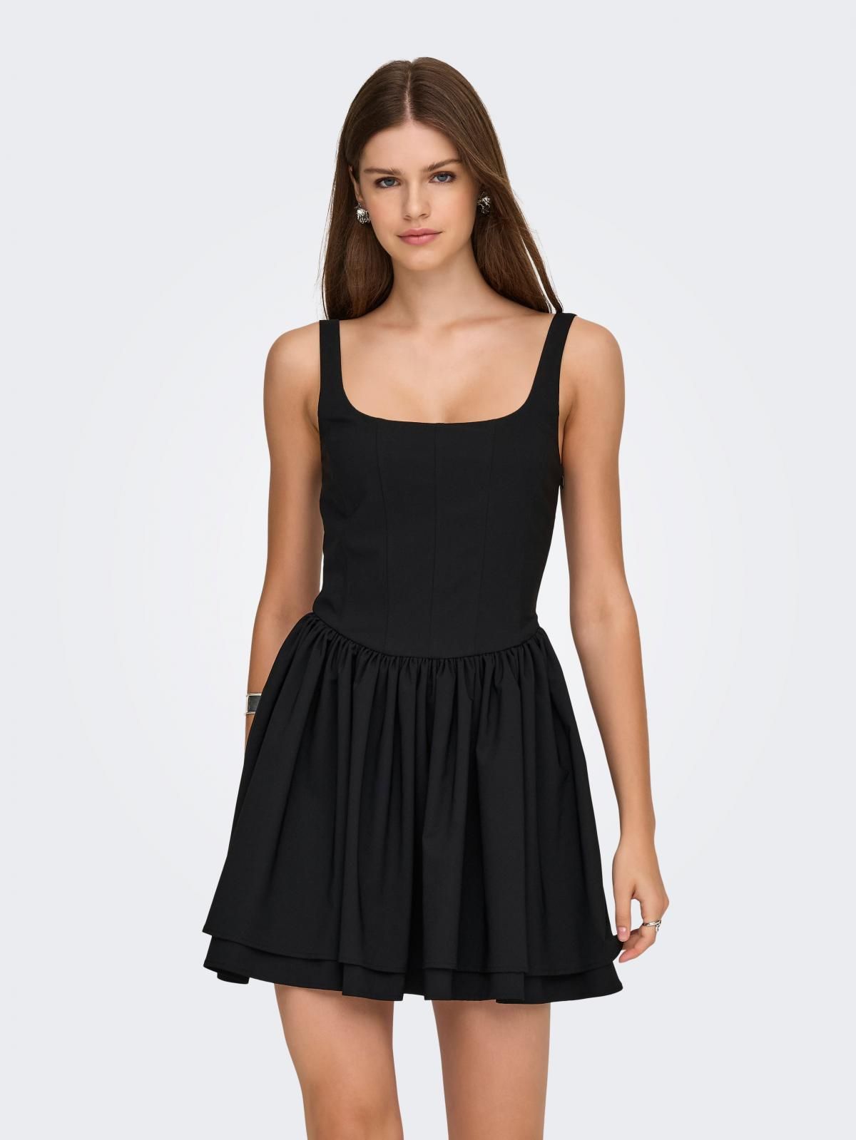 온리 베이직 슬리브리스 미니 원피스 블랙 15365072_2161 BLACK / BLACK - 상품 이미지