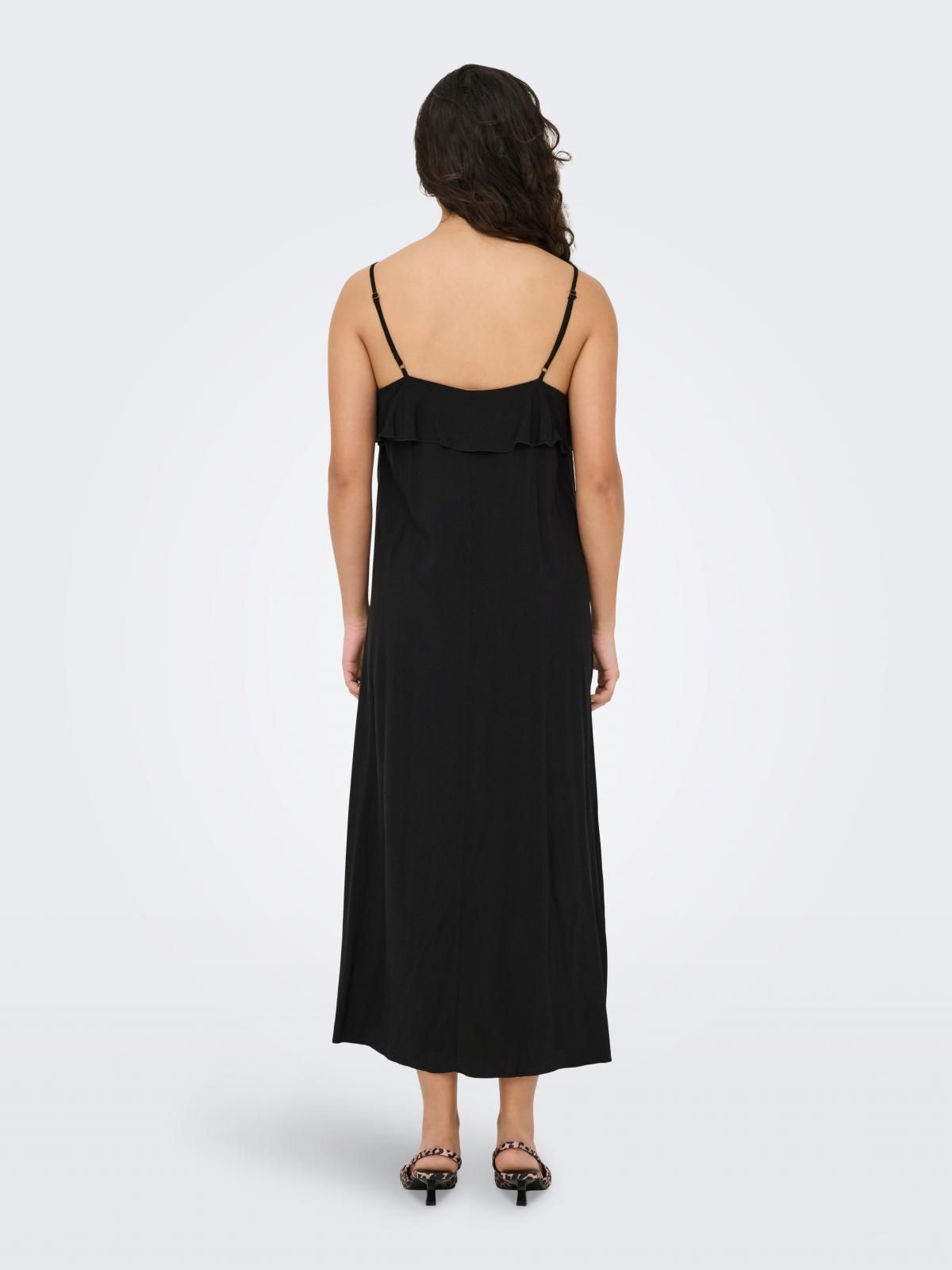 제이디와이 프린지 브이넥 스트랩 미디 원피스 블랙 15351573_2161 BLACK / BLACK - 상세 이미지 2