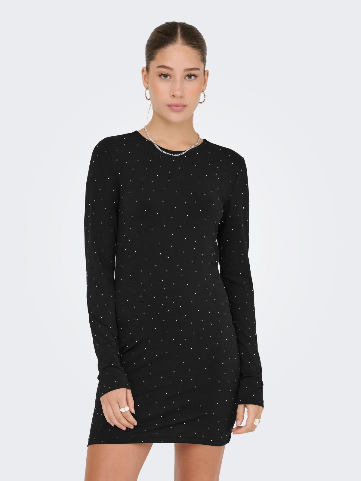 온리 미니멀 라운드넥 긴소매 미니 원피스 15358985_2161_1224187 BLACK / BLACK - 상품 이미지