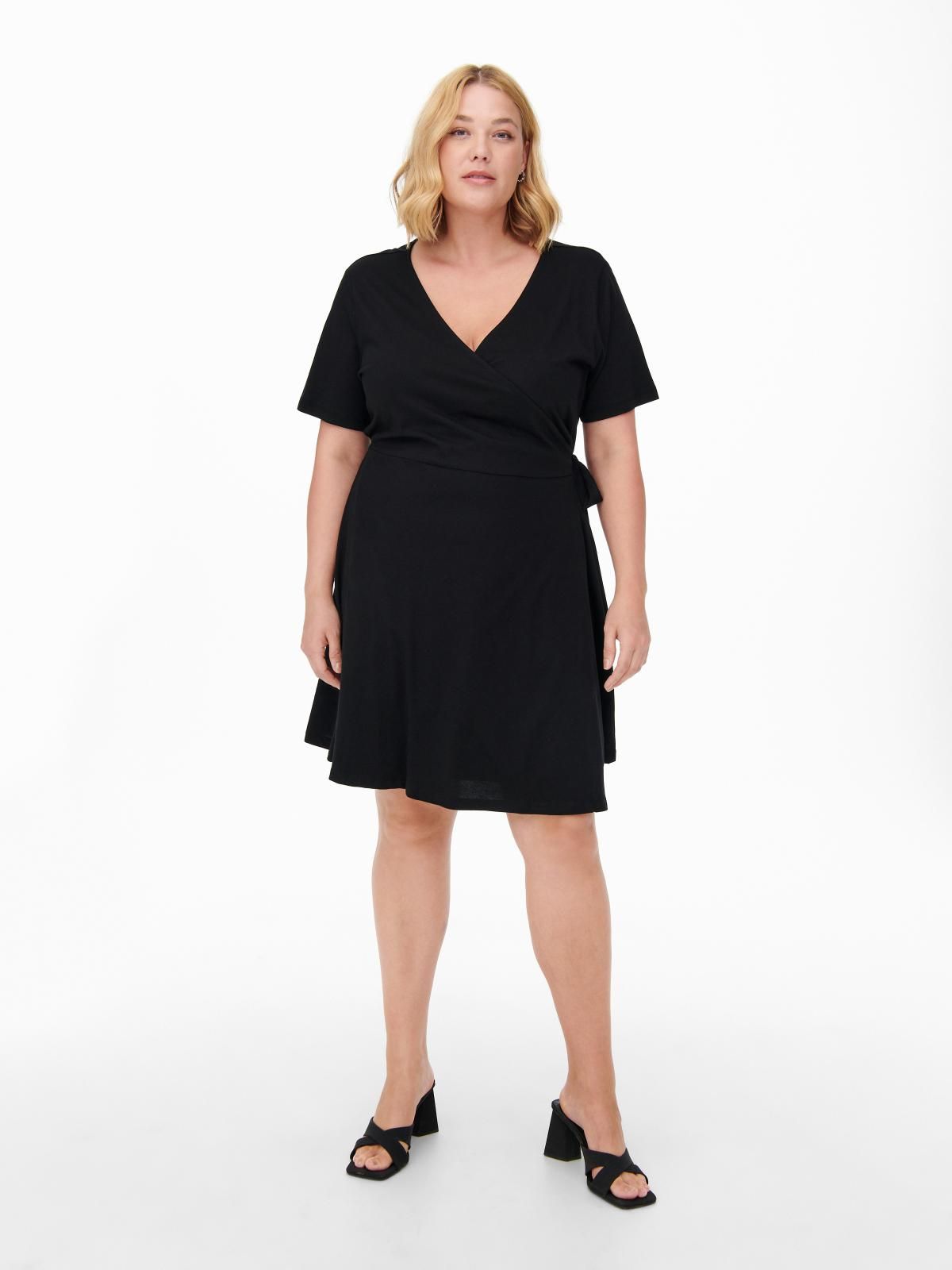 온리 랩 브이넥 미니 원피스 15252981_2161 BLACK / BLACK - 상품 이미지