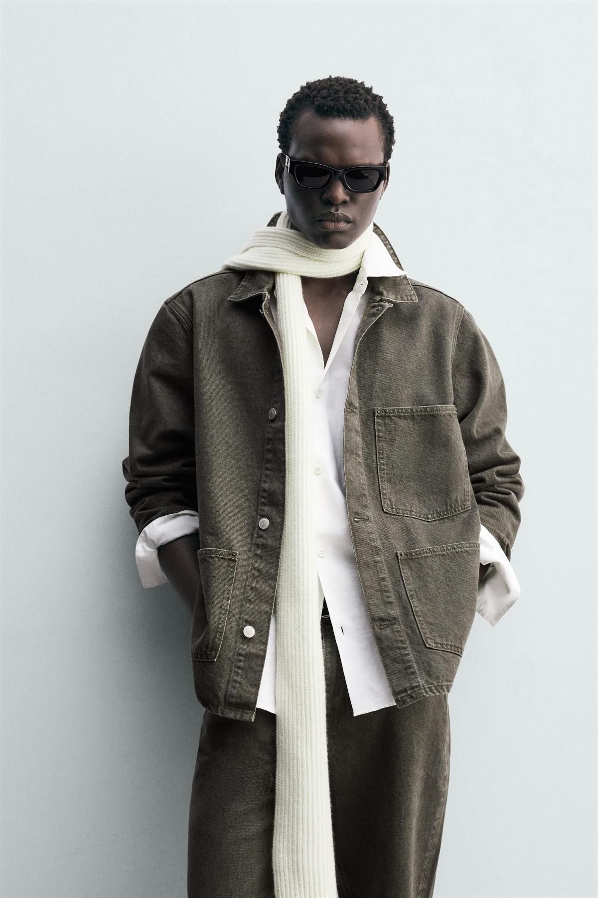 자라 빈티지 데님 오버핏 포켓 재킷 1300/351 DARK KHAKI - 상세 이미지 3