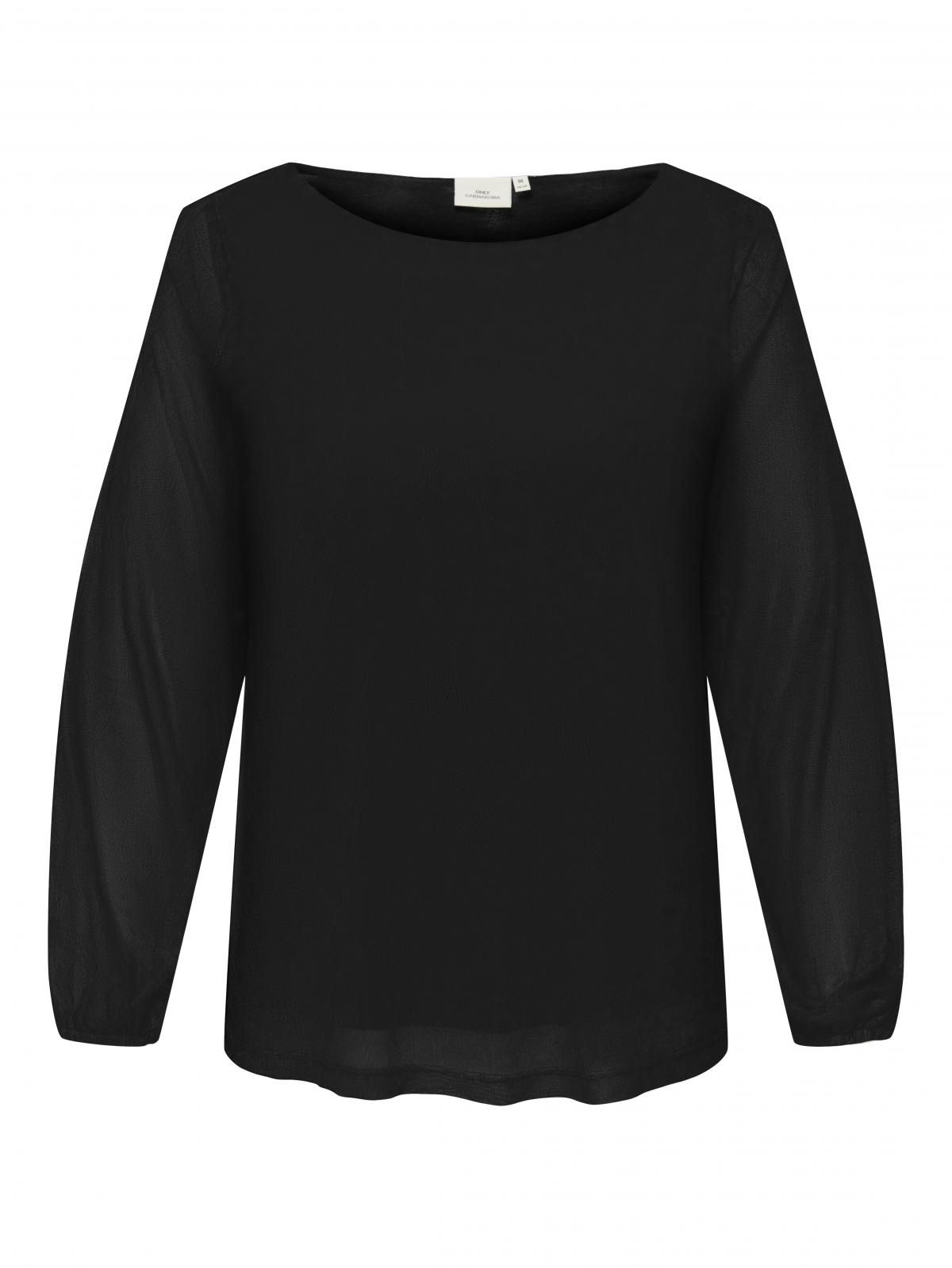 온리 빅사이즈 시스루 블랙 블라우스 15358961_2161 BLACK / BLACK - 상세 이미지 3