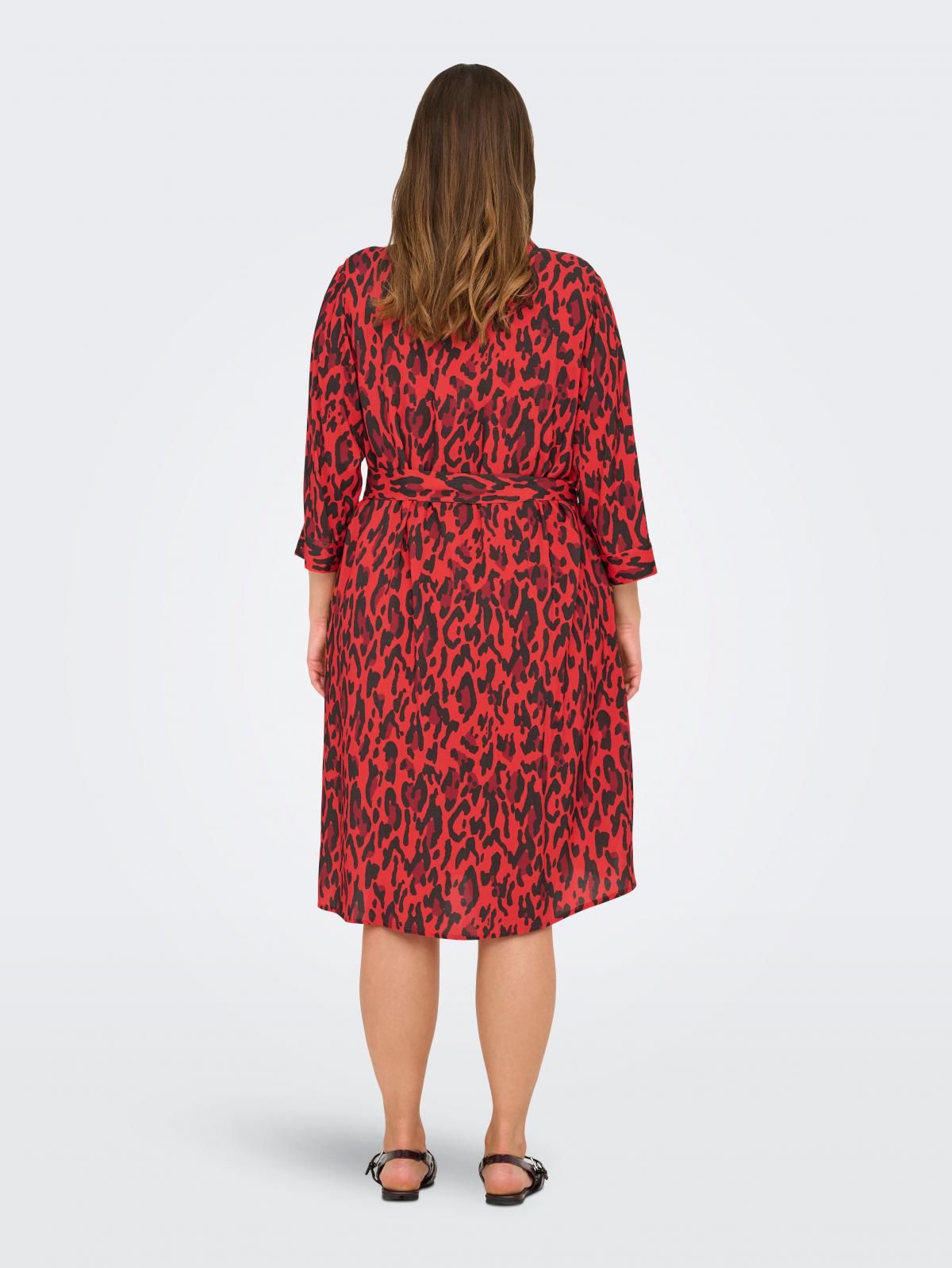 온리 빅사이즈 레오파드 패턴 미디 셔츠 원피스 15349437_753_1191647 RED / POPPY RED - 상세 이미지 2