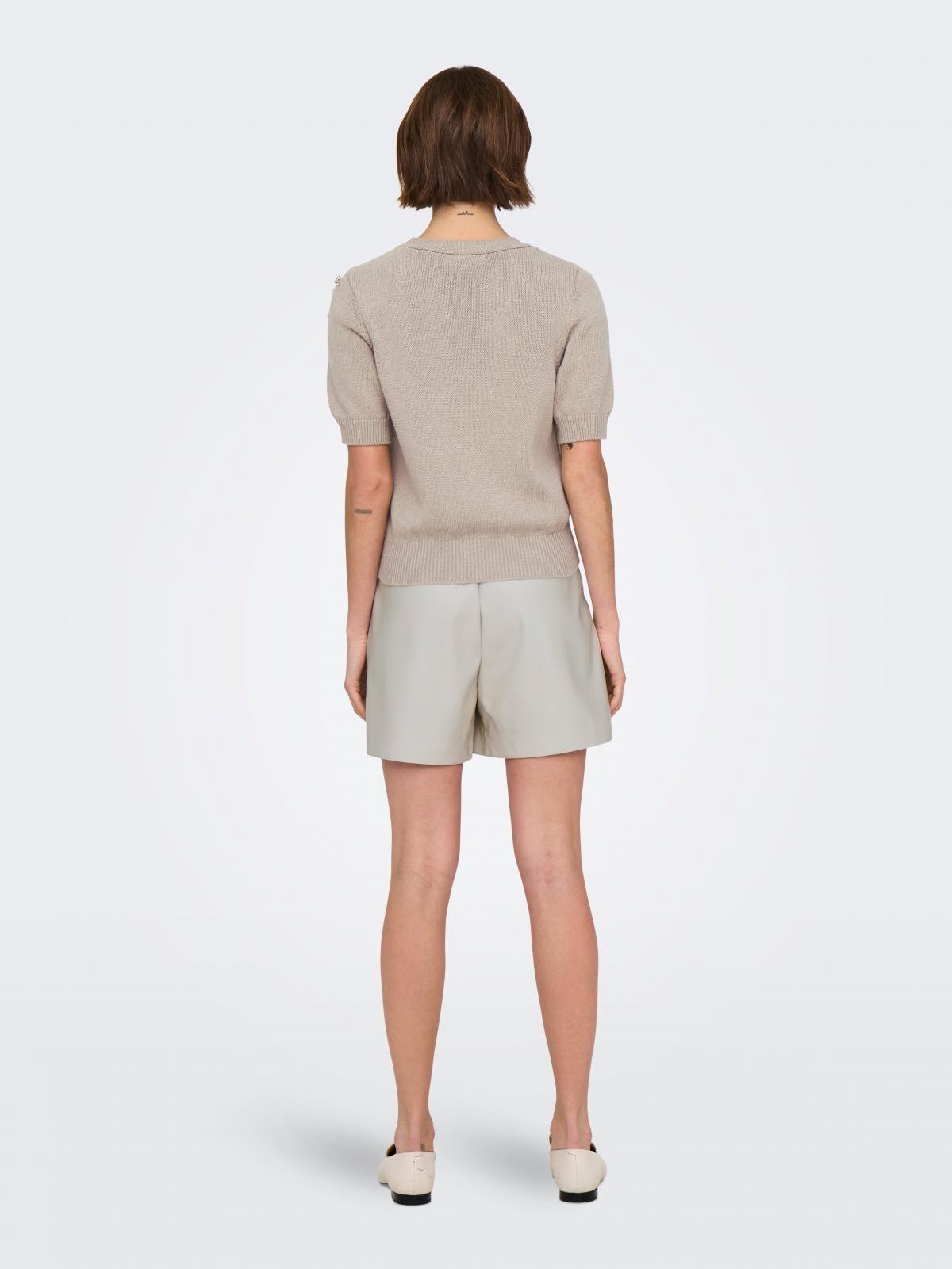 온리 진주장식 라운드넥 반팔 니트 탑 15347291_4481_1182252 GREY / PURE CASHMERE - 상세 이미지 3