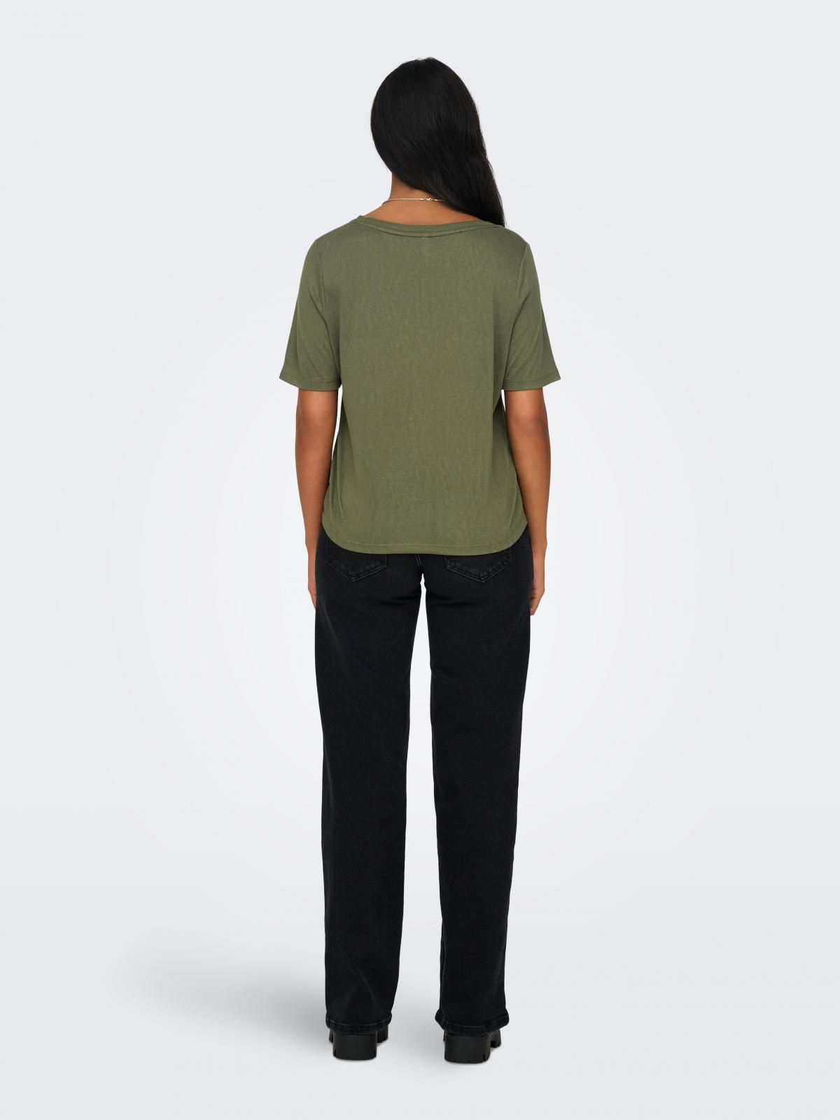 온리 데일리 베이직 브이넥 반팔 티셔츠 15257390_4263 GREEN / KALAMATA - 상세 이미지 3