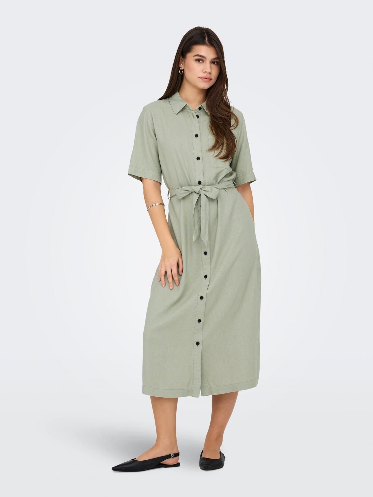온리 미니멀 벨트 롱 셔츠 원피스 15338884_1900 GREY / TEA - 상세 이미지 5