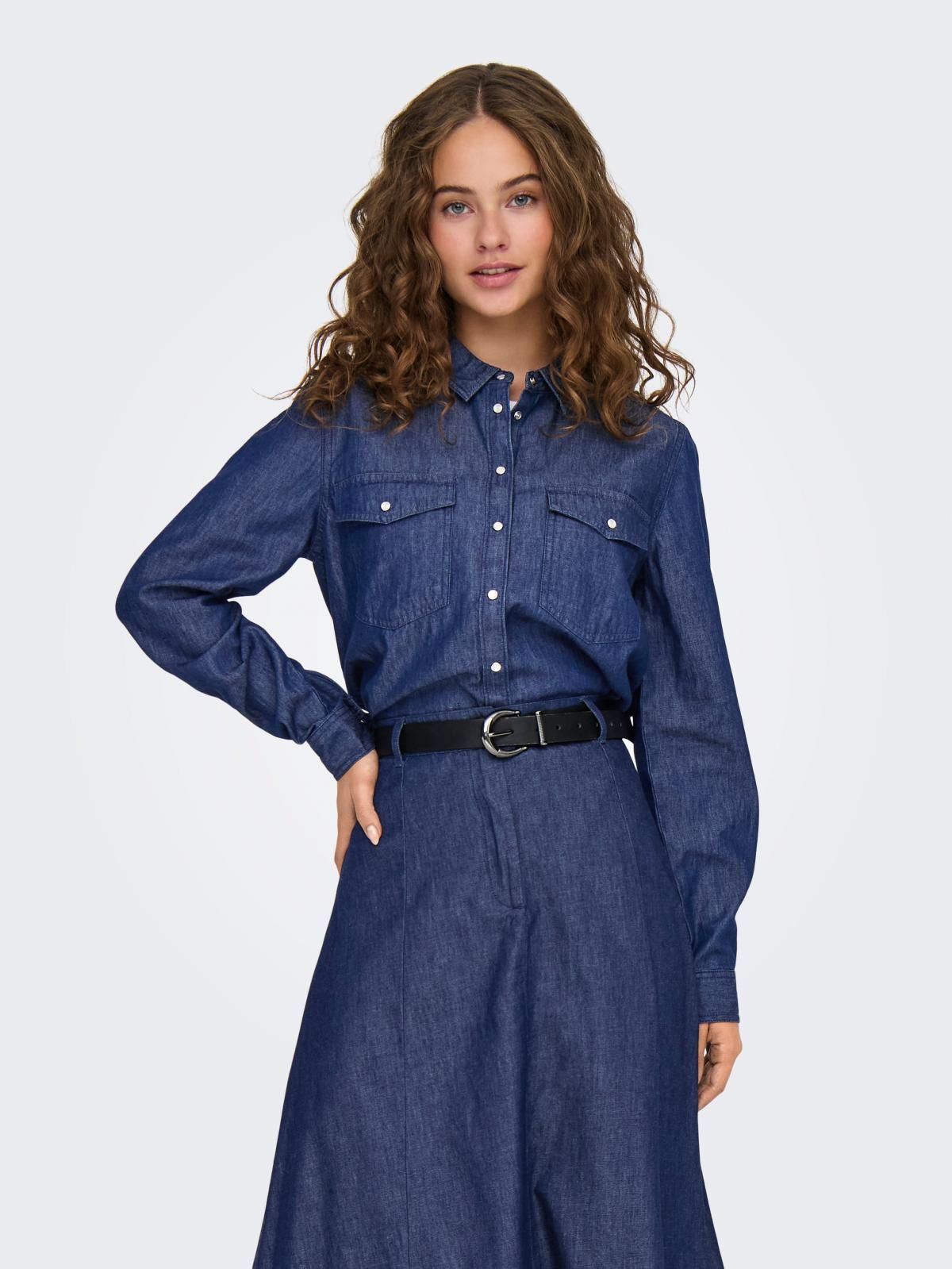 제이디와이 데님 루즈핏 긴팔 셔츠 15336906_2115 BLUE / MEDIUM BLUE DENIM - 상품 이미지