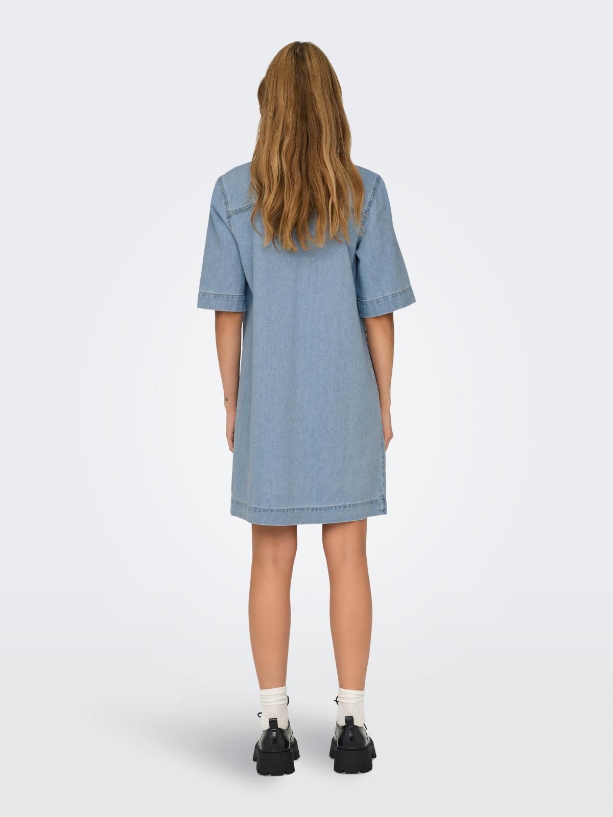온리 데님 미니 셔츠원피스 반팔 캐주얼 15324384_2116 BLUE / LIGHT BLUE DENIM - 상세 이미지 2