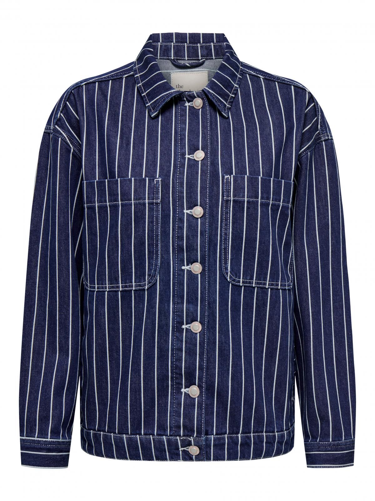 온리 스트라이프 데님 테크니컬 재킷 15295487_2114 BLUE / DARK BLUE DENIM - 상세 이미지 3