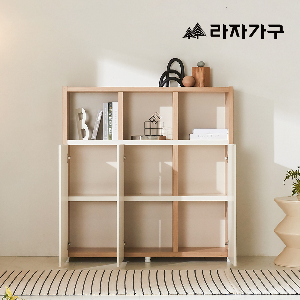 라자가구 레이 4단 600 수납 책장 2도어 모듈 틈새 거실 서재