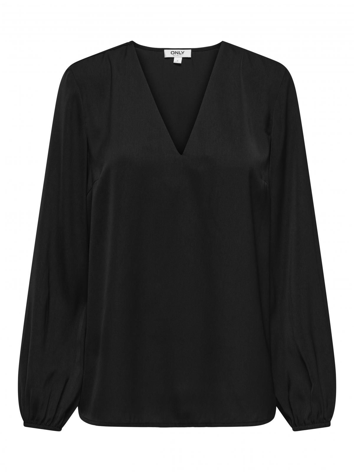 온리 브이넥 볼륨 슬리브 블라우스 15358101_2161 BLACK / BLACK - 상세 이미지 3