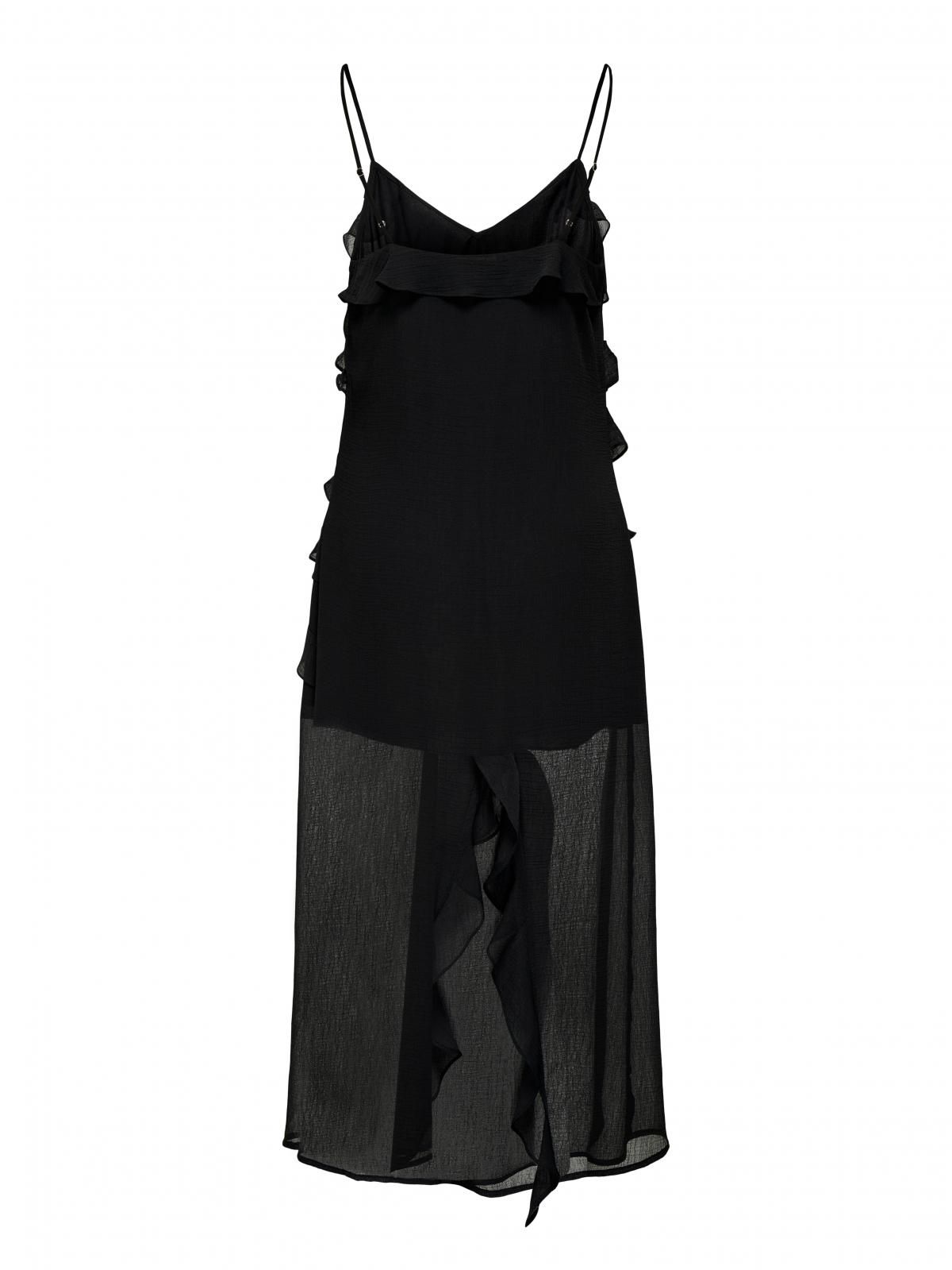 온리 프릴 슬리브리스 롱 원피스 15358168_2161 BLACK / BLACK - 상세 이미지 4