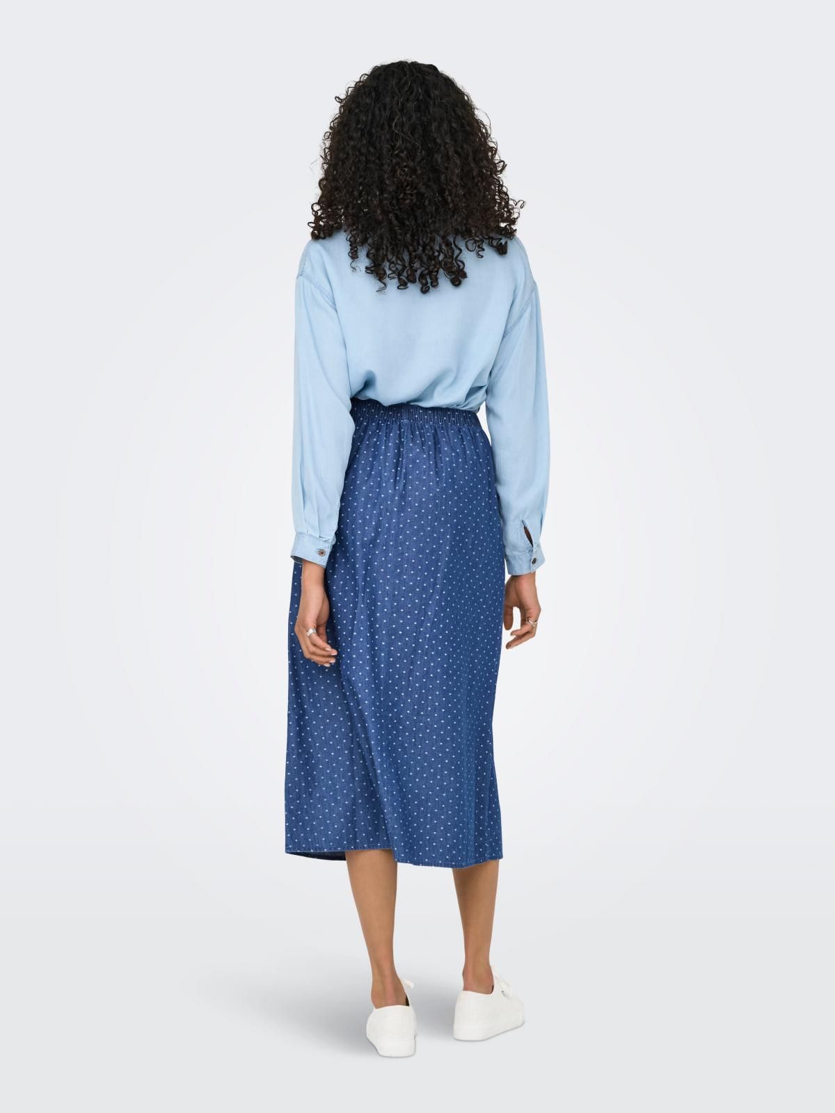 온리 캐주얼 도트 패턴 롱 스커트 15348894_2115_1187844 BLUE / MEDIUM BLUE DENIM - 상세 이미지 2