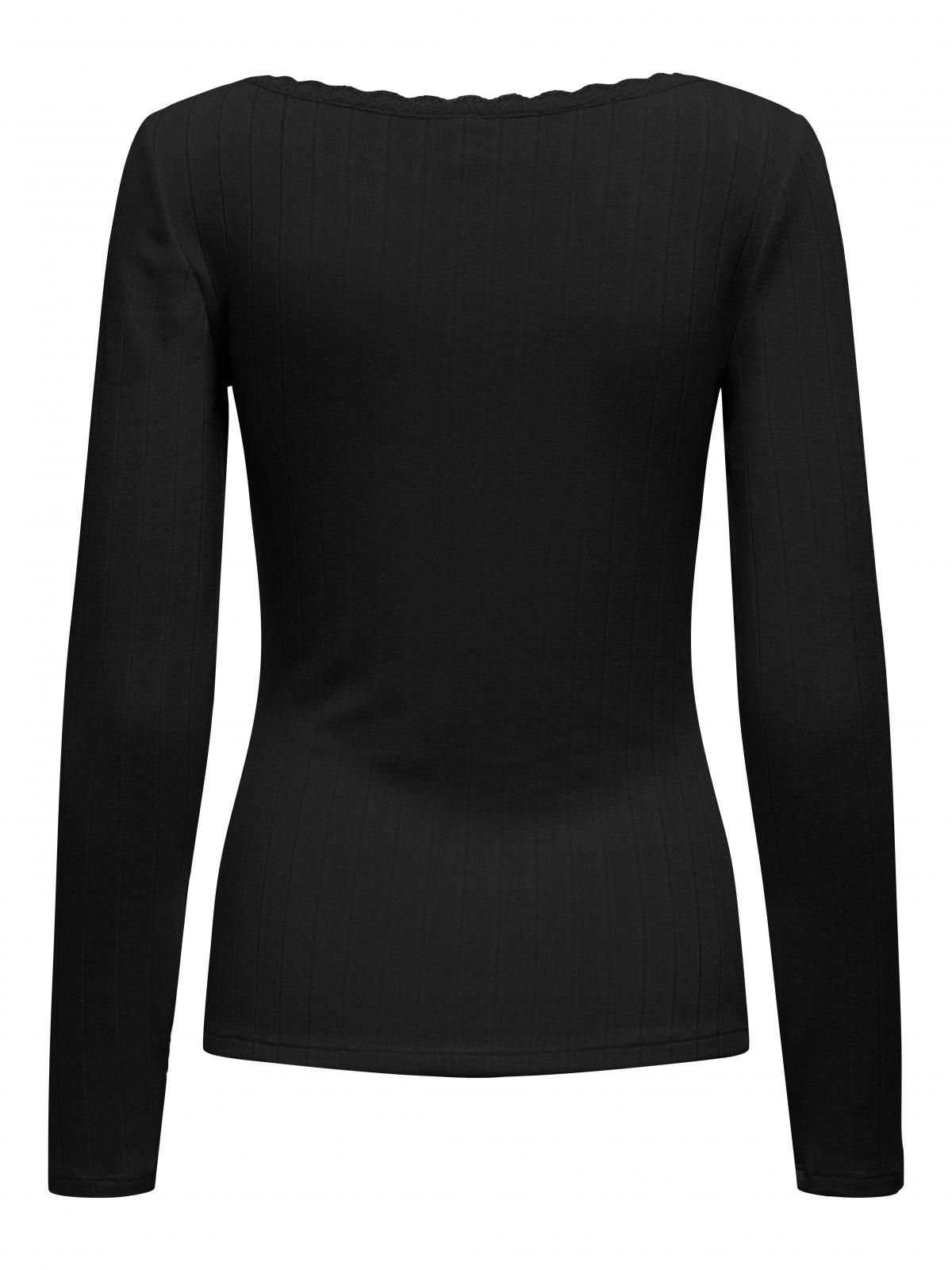 온리 레이스 스캘럽 U넥 소프트 블라우스 15352881_2161_1233530 BLACK / BLACK - 상세 이미지 5
