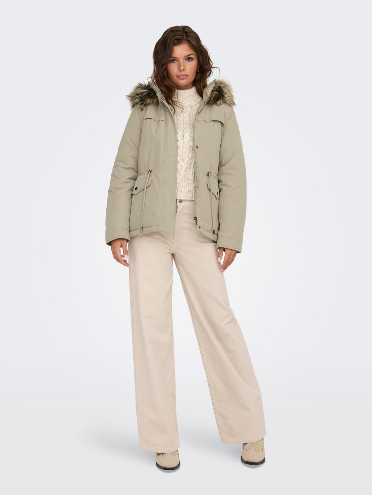 온리 테크니컬 퍼후드 숏 파카 15340922_8524 BROWN / WEATHERED TEAK - 상세 이미지 5