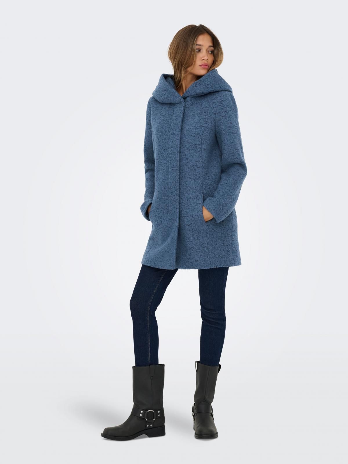 온리 울 테크니컬 후드 롱코트 15362444_1346_1233449 BLUE / CHINA BLUE - 상세 이미지 5