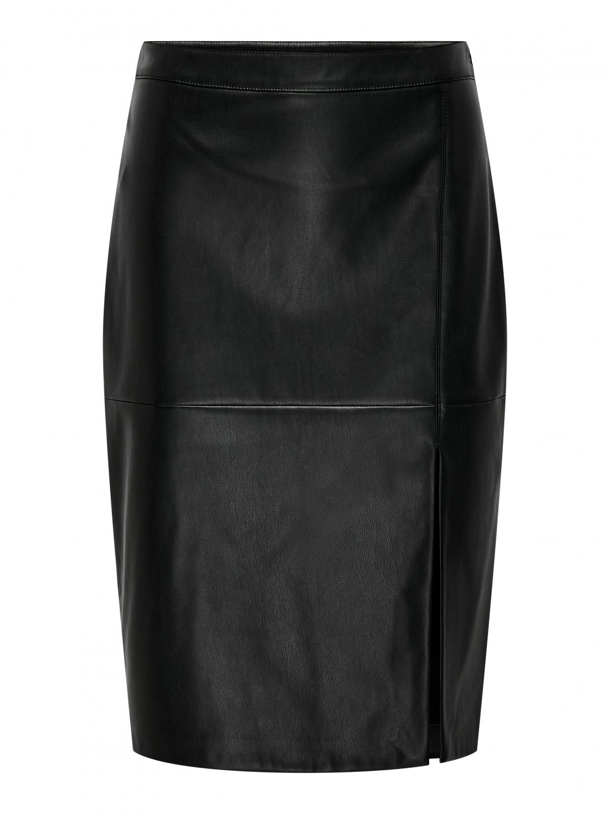온리 페이크레더 미디 펜슬 스커트 슬릿 15315998_2161 BLACK / BLACK - 상세 이미지 4
