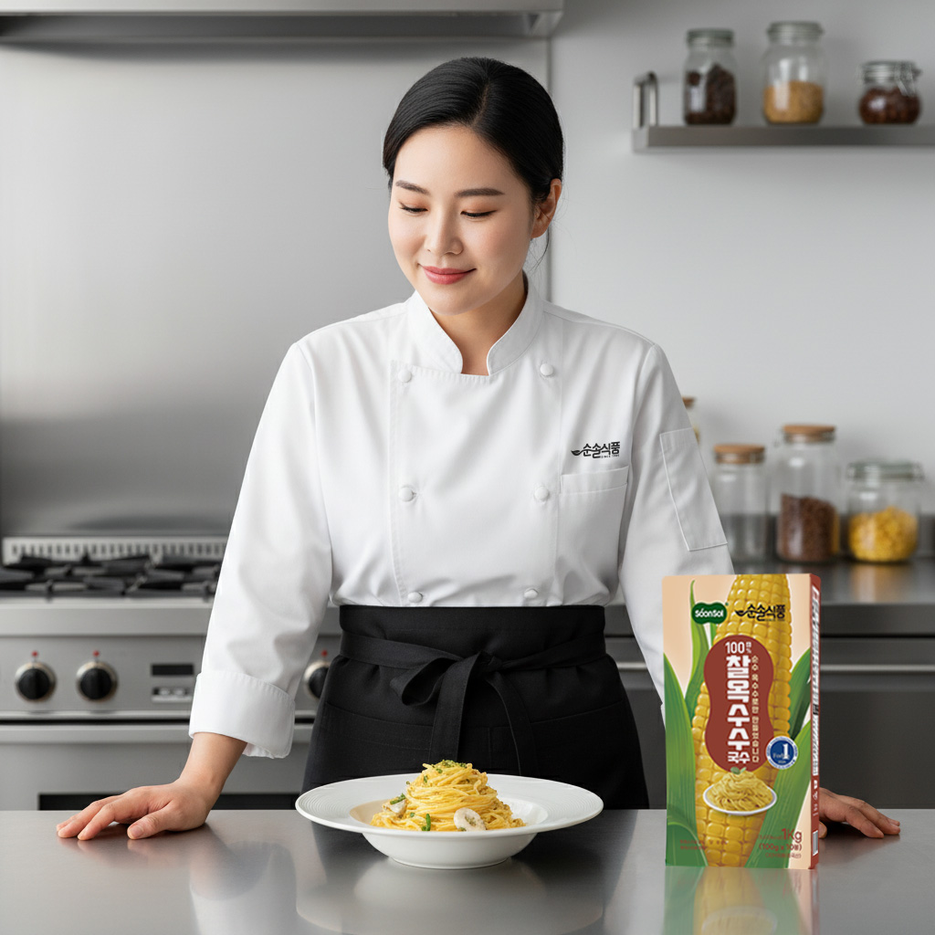 [1+1] 순솔 100% 찰옥수수국수 1kg+1kg (100g x 총20봉) 파스타면 고단백질 제로슈가 무가당 무첨가물 저칼로리면 찰옥수수면 글르텐프리 - 상품 이미지