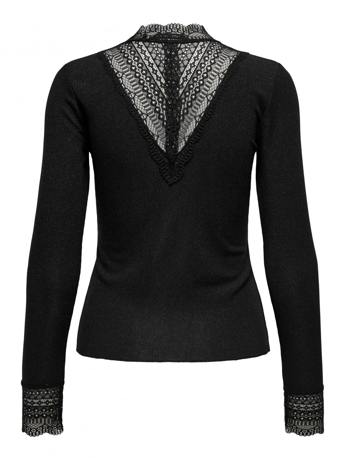 온리 레이스 하이넥 페미닌 블라우스 15344695_2161_1176360 BLACK / BLACK - 상세 이미지 4