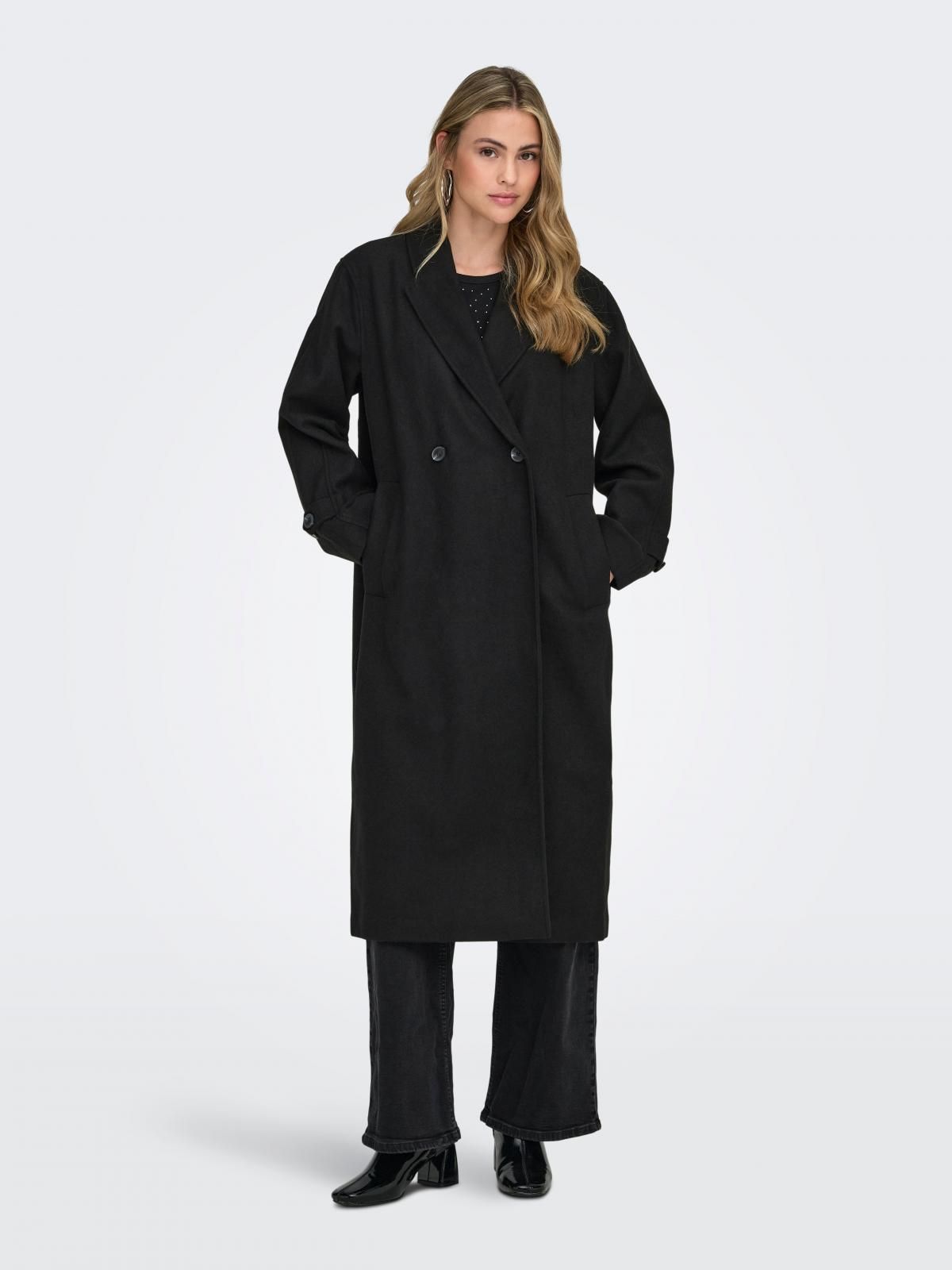 온리 테크니컬 울 롱코트 15367942_2161_1250348 BLACK / BLACK - 상품 이미지