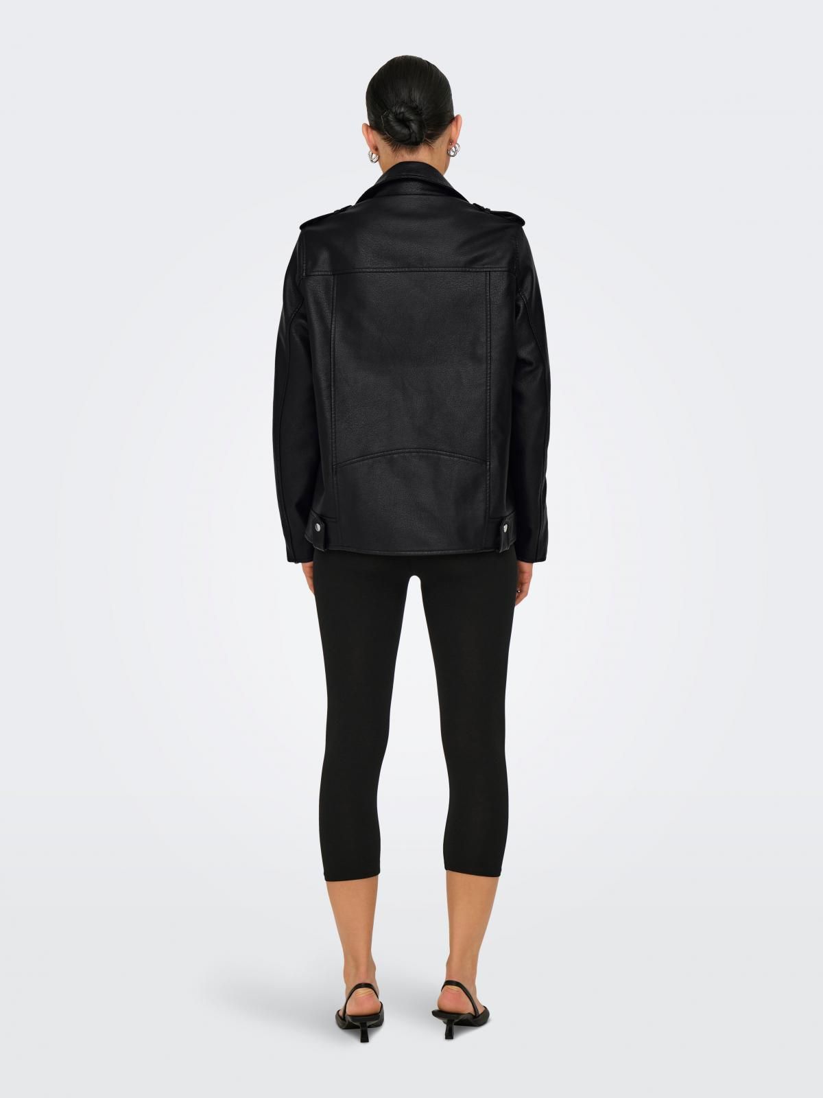 온리 오버핏 테크니컬 레더 바이커 재킷 15356198_2161 BLACK / BLACK - 상세 이미지 2
