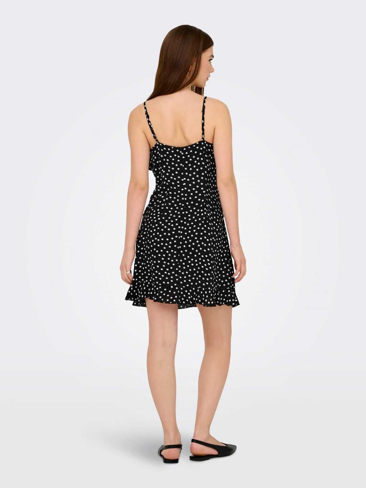 온리 도트 패턴 브이넥 스트랩 미니 원피스 15365849_2161_1242310 BLACK / BLACK - 상세 이미지 2
