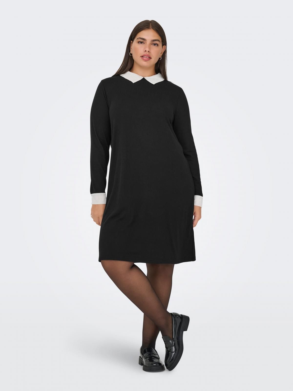 온리 빅사이즈 클래식 카라 미니 원피스 15358649_2161_1244951 BLACK / BLACK - 상품 이미지