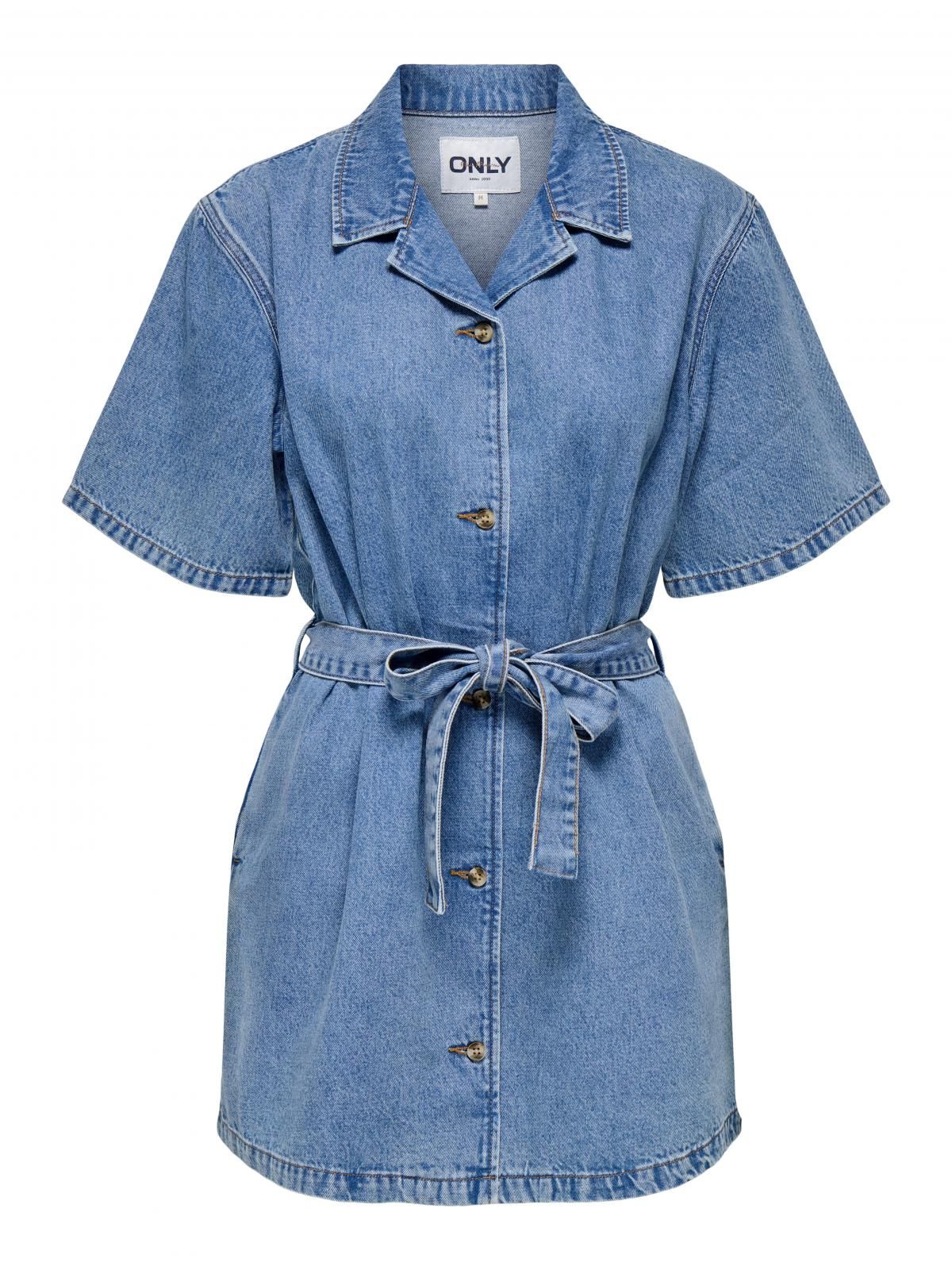 온리 데님 미니 브이넥 벨트 원피스 15358188_2116 BLUE / LIGHT BLUE DENIM - 상세 이미지 3