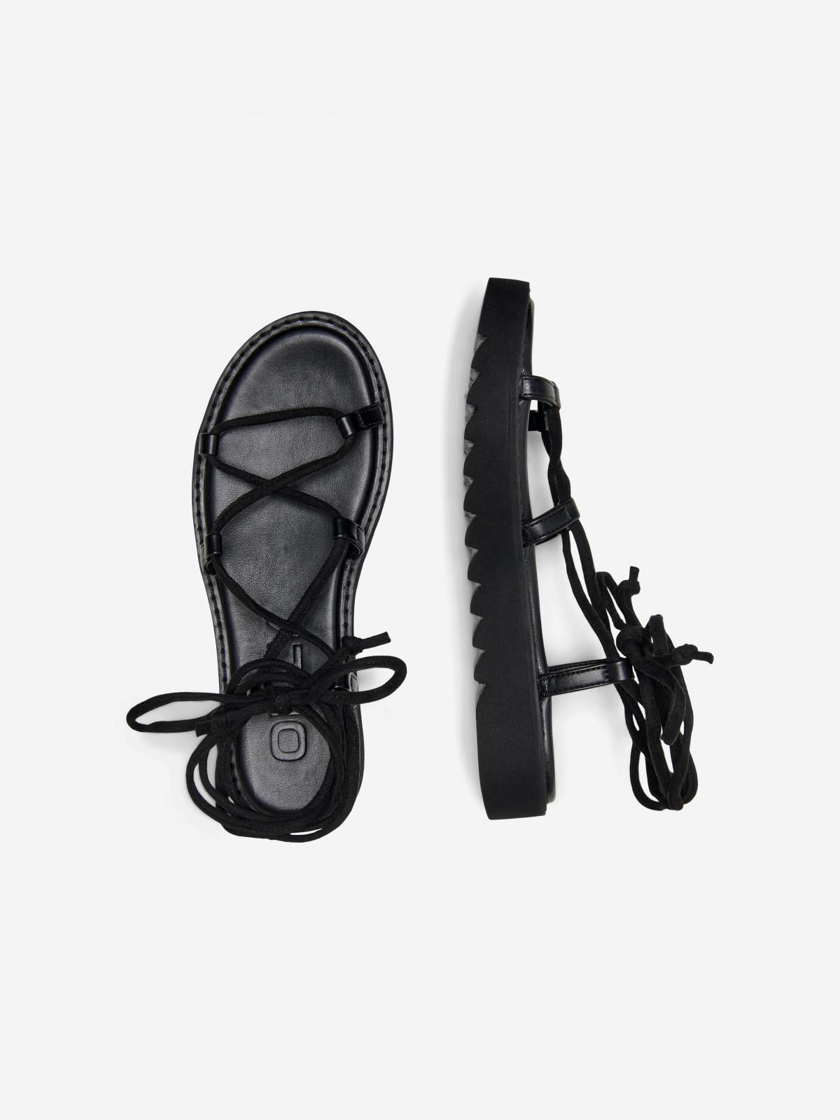 온리 레이스업 스트랩 샌들 15288055_2161 BLACK / BLACK - 상세 이미지 3