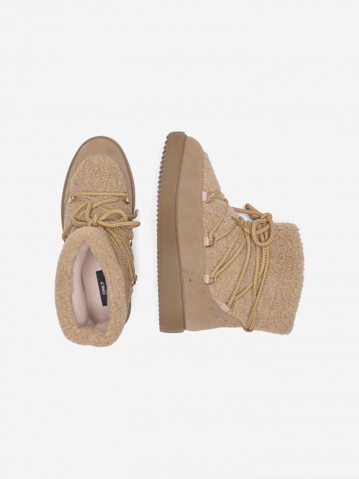 온리 퍼디테일 레이스업 앵클부츠 15356260_221 WHITE / BEIGE - 상세 이미지 3