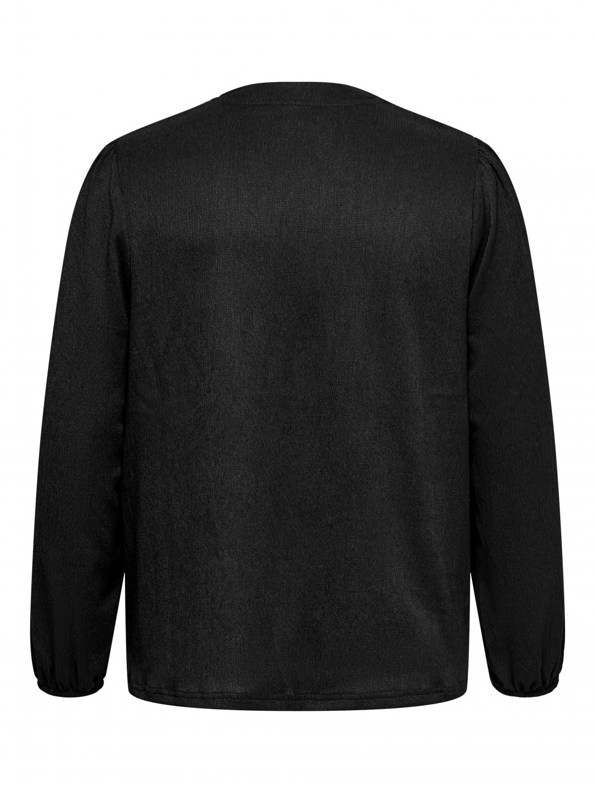 온리 빅사이즈 링클 크레이프 V넥 블라우스 15358646_2161 BLACK / BLACK - 상세 이미지 4