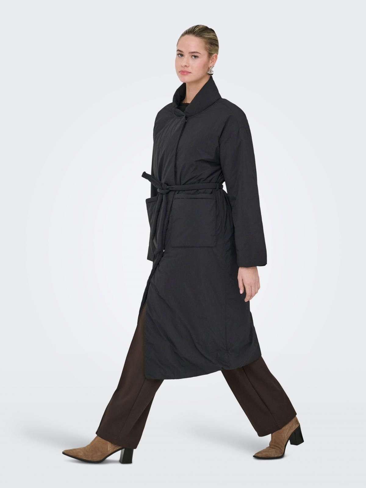 온리 벨티드 롱 패딩 코트 15353154_2161 BLACK / BLACK - 상세 이미지 3