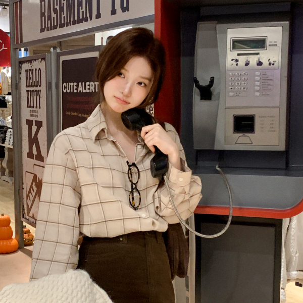 피치기모 루즈핏 체크 셔츠 bs8523 - 메인 이미지