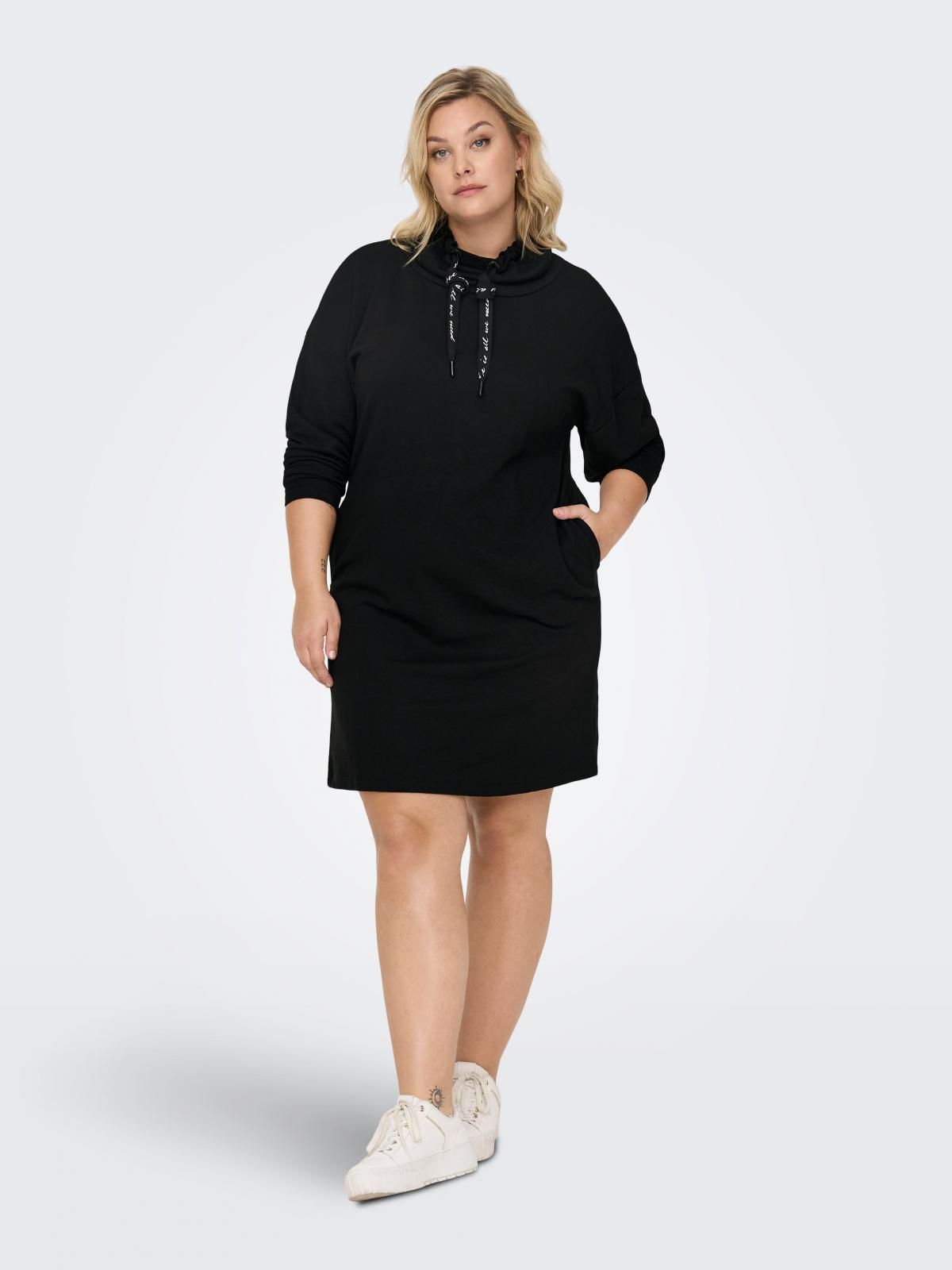 온리 빅사이즈 하이넥 스웨트 미니 원피스 15273903_2161 BLACK / BLACK - 상세 이미지 5