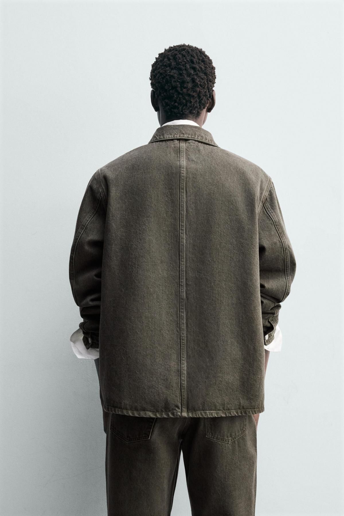 자라 빈티지 데님 오버핏 포켓 재킷 1300/351 DARK KHAKI - 상세 이미지 4