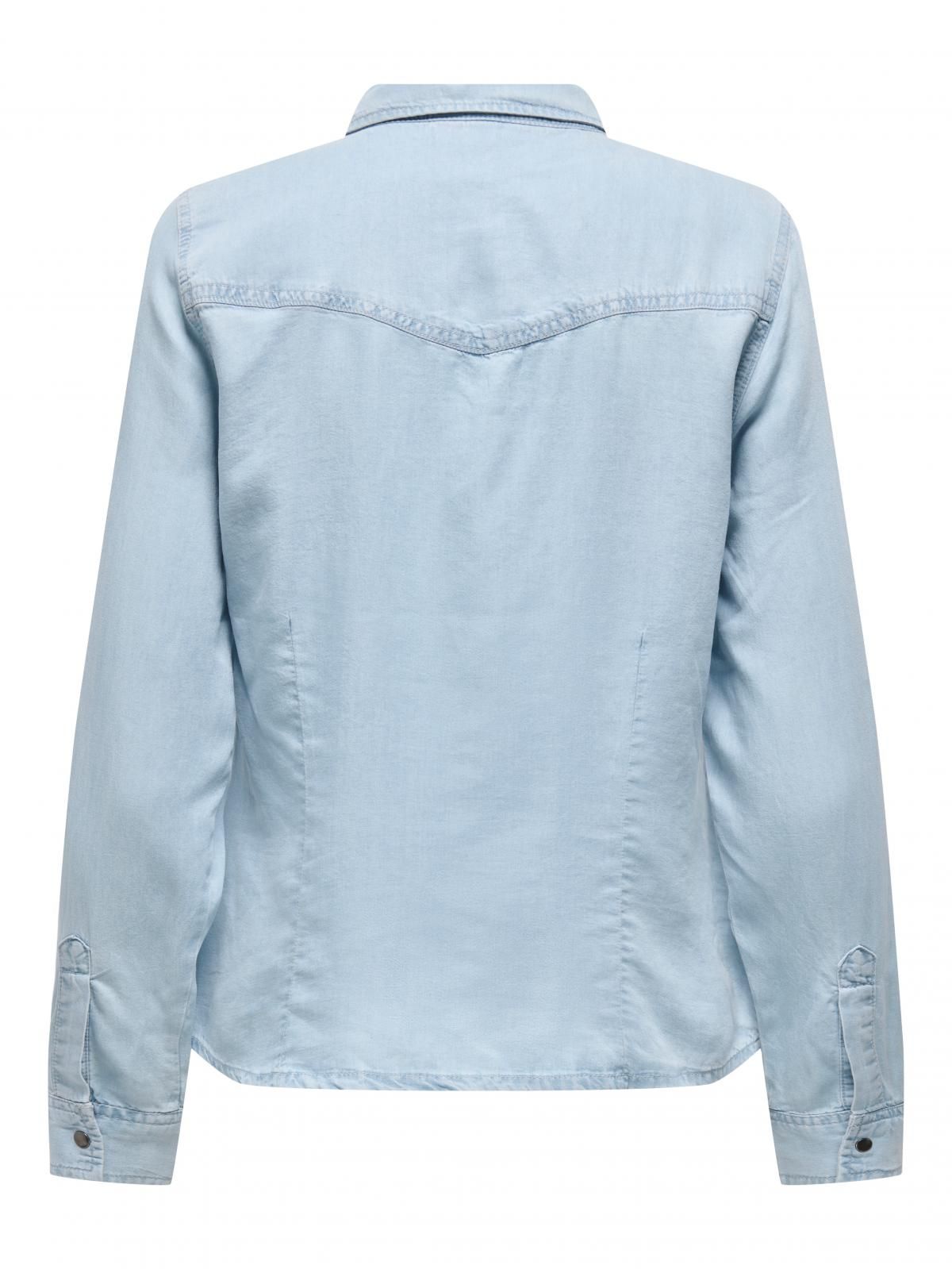 온리 오버사이즈 데님 셔츠 캐주얼 포켓 15357598_2116 BLUE / LIGHT BLUE DENIM - 상세 이미지 5