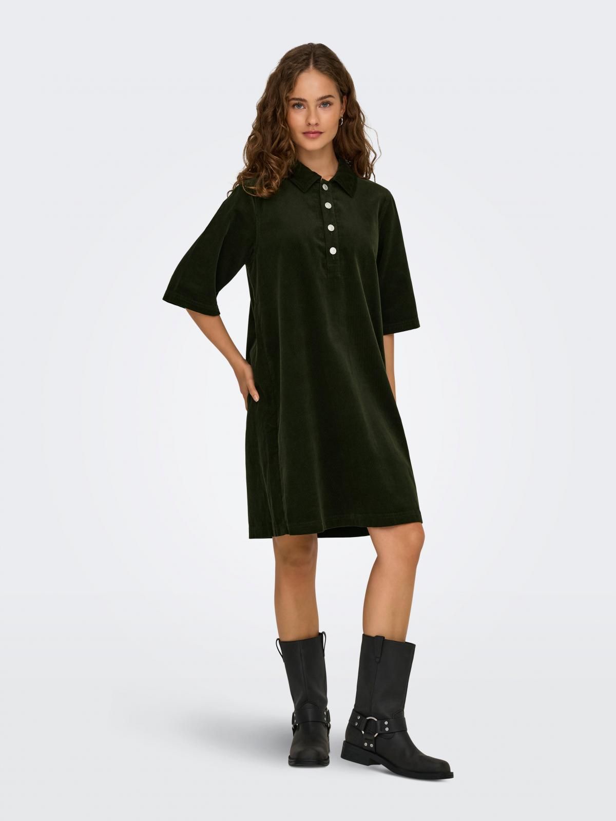 온리 코듀로이 셔츠카라 미니 원피스 15353640_1647 GREEN / ROSIN - 상세 이미지 5