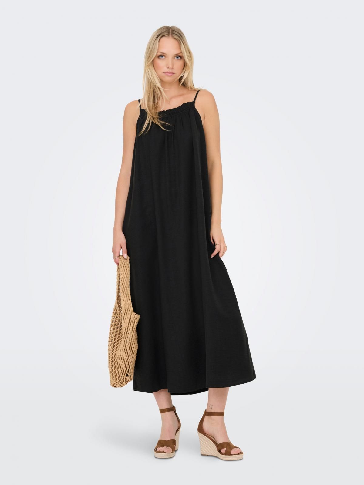 온리 베이직 슬리브리스 롱 원피스 15367168_2161 BLACK / BLACK - 상품 이미지