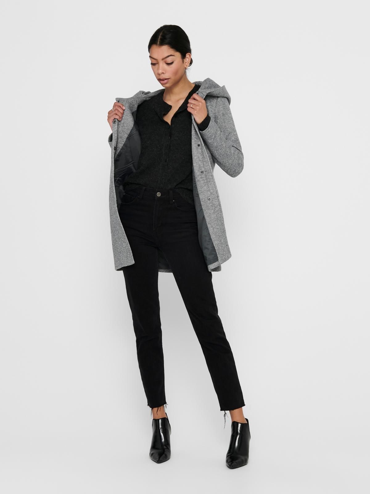 온리 테크니컬 후드 롱코트 15142911_2381 GREY / LIGHT GREY MELANGE - 상세 이미지 5